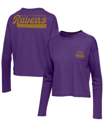 Shop Junk Food Women's Purple Baltimore Ravens Pocket Thermal Long Sleeve T-shirt