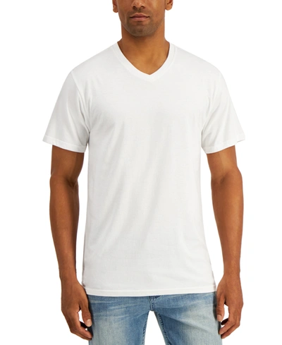 Shop Alfani Men's Solid V-neck T-shirt, Created For Macy's In White