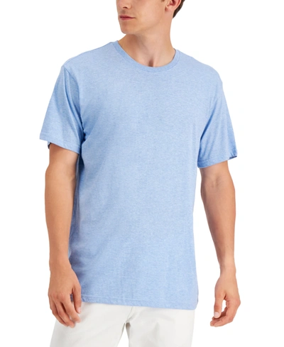 Shop Alfani Men's Crewneck T-shirt, Created For Macy's In Ocean Hthr
