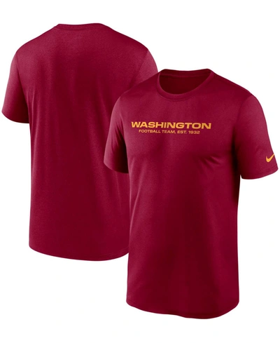 Shop Nike Men's Burgundy Washington Football Team Wordmark Legend Performance T-shirt