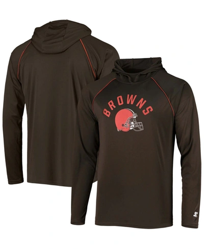Shop Starter Men's Brown Cleveland Browns Raglan Long Sleeve Hoodie T-shirt