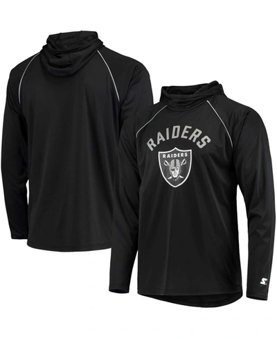 Shop Starter Men's Black Las Vegas Raiders Raglan Long Sleeve Hoodie T-shirt