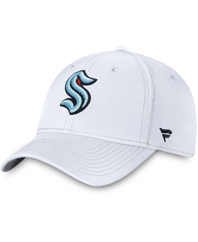 Shop Fanatics Men's White Seattle Kraken Core Primary Logo Flex Hat