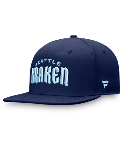 Shop Fanatics Men's Deep Sea Blue Seattle Kraken Wordmark Logo Fitted Hat