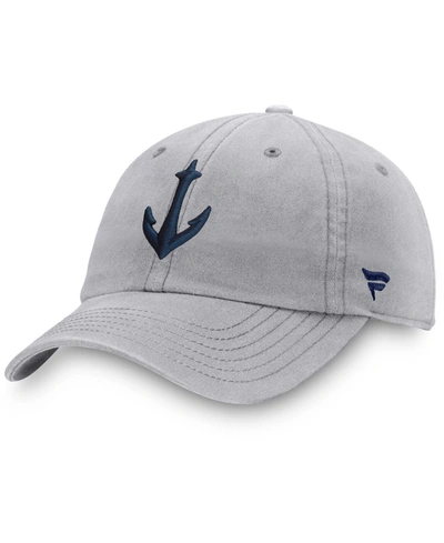 Shop Fanatics Men's Gray Seattle Kraken Secondary Logo Adjustable Hat