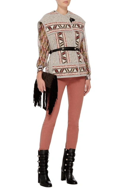 Shop Isabel Marant Wool Linen Blend Tribal Paneled Diva Vest