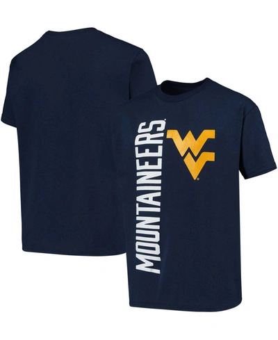 Shop Outerstuff Big Boys And Girls Navy West Virginia Mountaineers Vertical Leap T-shirt