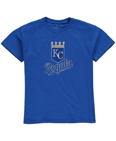 Shop Soft As A Grape Kansas City Royals Big Boys And Girls Distressed Logo T-shirt In Royal Blue