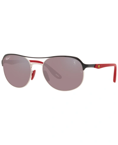 Shop Ray Ban Rb3685m Scuderia Ferrari Collection 58 Unisex Polarized Sunglasses In Black