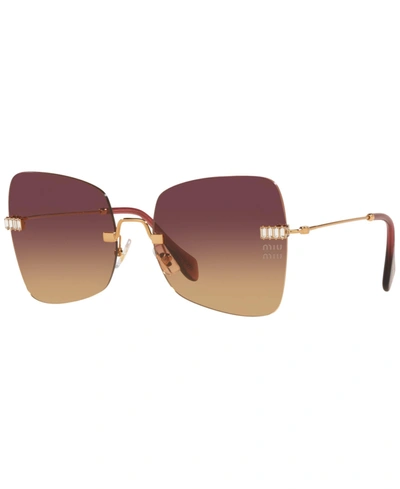 Shop Miu Miu Women's Sunglasses, Mu 50ws In Shiny Gold-tone
