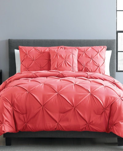 Shop Vcny Home Carmen 3-pc. Ruched King Duvet Cover Set Bedding In Coral