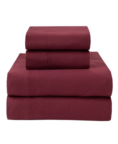 Shop Elite Home Winter Nights Flannel 4 Piece Sheet Set, Full Bedding In Wine