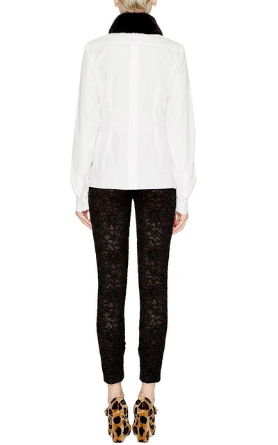 Shop Dolce & Gabbana Black Lace Skinny Tailored Pants