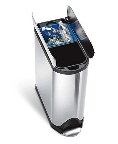 Simplehuman Brushed Stainless Steel 40 Liter Fingerprint Proof Dual Recycler Butterfly Trash Can In Brushed St