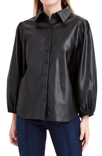 Shop Bcbgeneration Faux Leather Shacket In Black