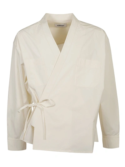 Shop Ambush Wrap Detailed Kimono Shirt In White