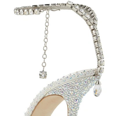 Jimmy Choo 'saeda' Rhinestone Embellished Satin Slingback Pumps In Neutral