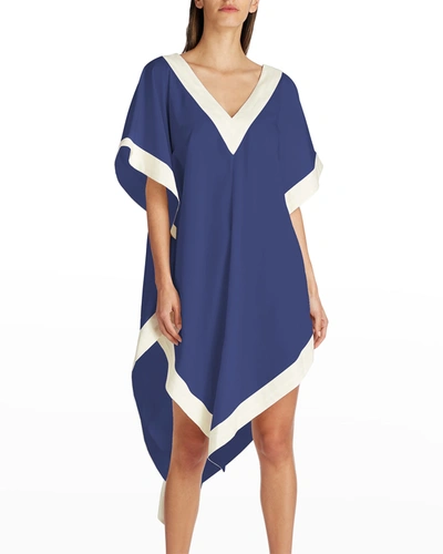 Shop Valimare Aria V-neck Handkerchief Dress In Blue
