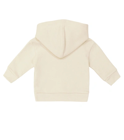 Shop Gucci Baby Logo Cotton Hoodie In White/multicolor