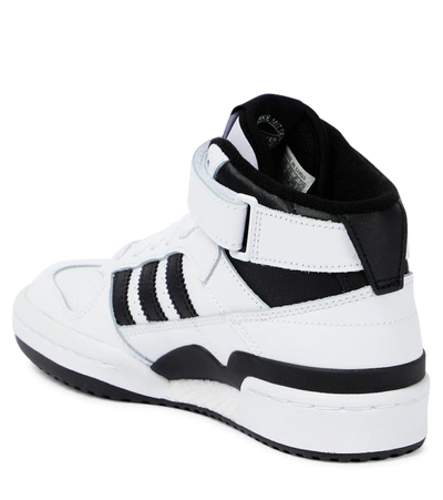 Shop Adidas Originals Forum Mid Leather Sneakers In Ftwwht/cblack/ftwwht