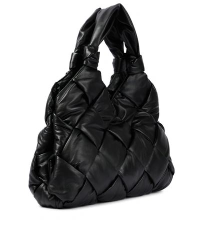 Shop Bottega Veneta Padded Lock Large Leather Shoulder Bag In Black