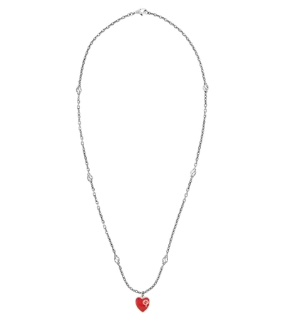 Shop Gucci Interlocking G Sterling Silver Necklace In 8106/0728/red