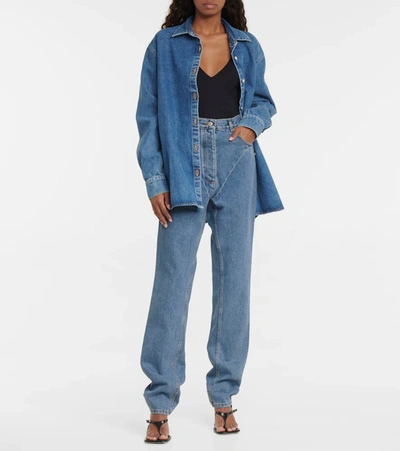 Shop Magda Butrym High-rise Straight-leg Cotton Jeans In Blue