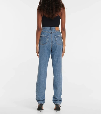 Shop Magda Butrym High-rise Straight-leg Cotton Jeans In Blue