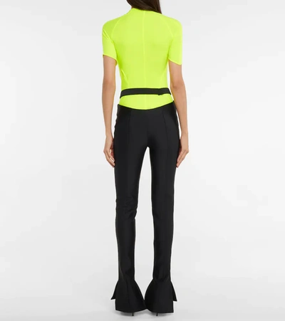 Shop Mugler Cutout Scuba Mid-rise Flared Pants In Black