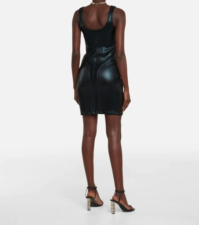 Shop Mugler Embossed Scuba Bodycon Minidress In Black