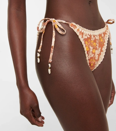 Shop Zimmermann Andie Floral Crochet-trimmed Bikini In Spliced
