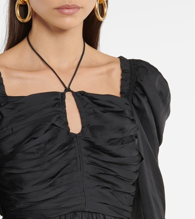 Shop Ulla Johnson Mirelle Ruched Satin Halterneck Top In Noir