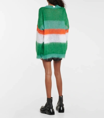 Shop Loewe Striped Mohair-blend Sweater In Green/orange