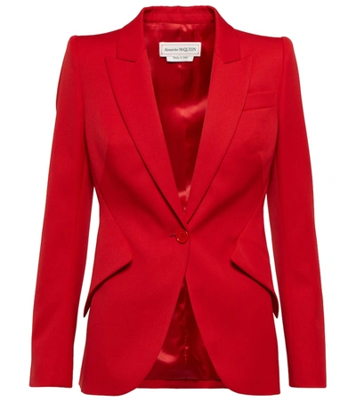 Shop Alexander Mcqueen Virgin Wool Blazer In Lust Red