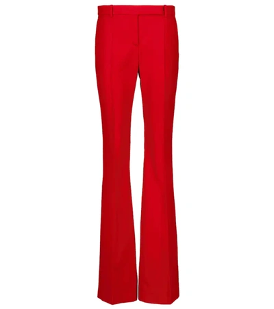 Shop Alexander Mcqueen Virgin Wool Bootcut Pants In Lust Red
