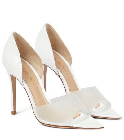 Shop Gianvito Rossi Bree Patent Leather And Pvc Peep-toe Pumps In White+white