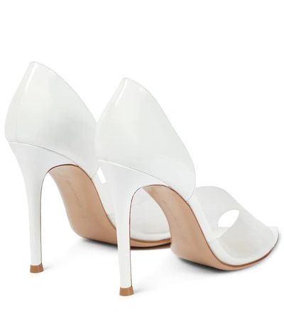 Shop Gianvito Rossi Bree Patent Leather And Pvc Peep-toe Pumps In White+white