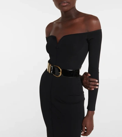 Shop Khaite Valeska Off-shoulder Midi Dress In Black
