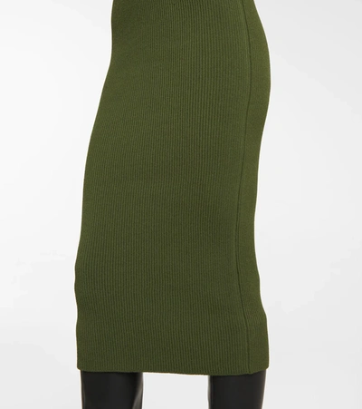 Shop Khaite Alessandra Ribbed-knit Midi Dress In Seaweed