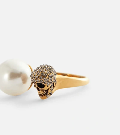 Shop Alexander Mcqueen Skull Embellished Ring In Mix