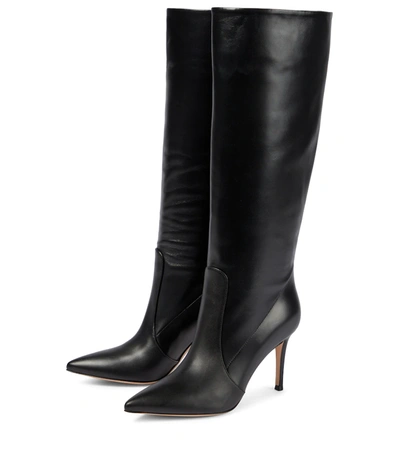 Shop Gianvito Rossi Hansen 85 Knee-high Leather Boots In Black