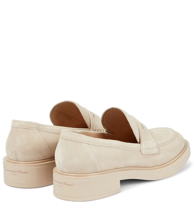 Shop Gianvito Rossi Harris Suede Loafers In Mousse