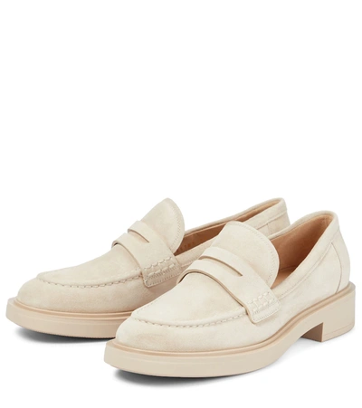 Shop Gianvito Rossi Harris Suede Loafers In Mousse