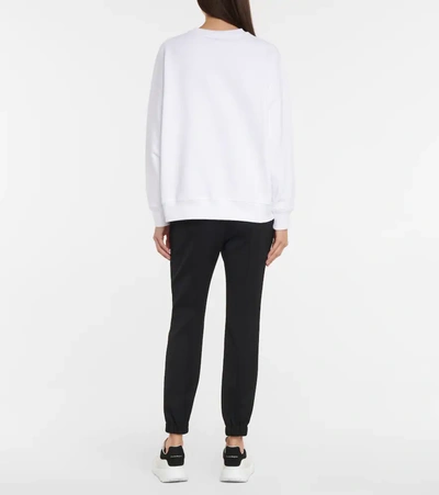 Shop Alexander Mcqueen Logo Cotton Jersey Sweatshirt In White / Black