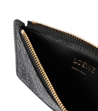 Shop Loewe Anagram-debossed Leather Coin And Card Holder In Black