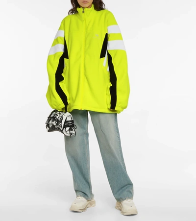 Shop Balenciaga Sporty B Fleece Jacket In Fluo Yellow W