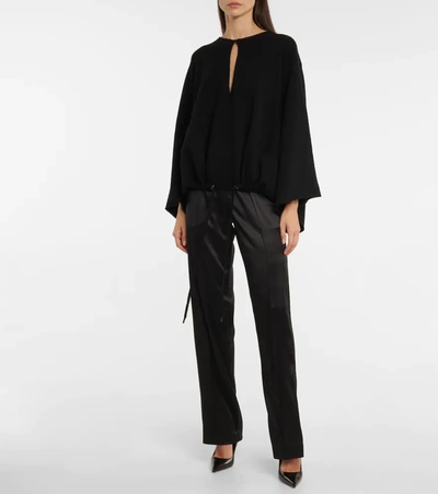 Tom Ford Logo Silk Satin Pajama Pants In Black