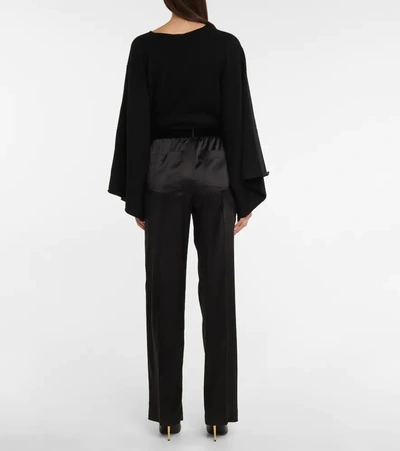 Tom Ford Logo Silk Satin Pajama Pants In Black