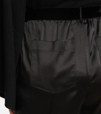Tom Ford Logo Silk Satin Pajama Pants In Black