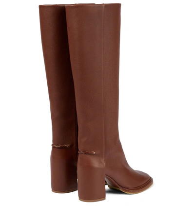 Shop Chloé Edith Leather Knee-high Boots In Brown